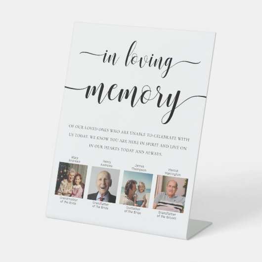 Leyton foto in liefdevolle herinnering bruiloft reclamebord met voetstuk (Voorkant)