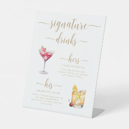 Leyton Gold Modern Minimal Signature Dranken Bord Reclamebord Met Voetstuk