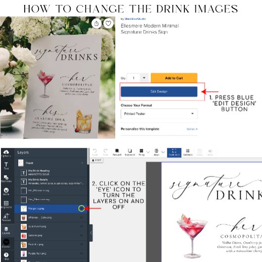 Leyton Gold Modern Minimal Signature Drink Sign Reclamebord Met Voetstuk