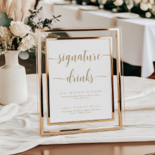 Leyton Gold Modern Minimal Signature Drinken Sign Poster