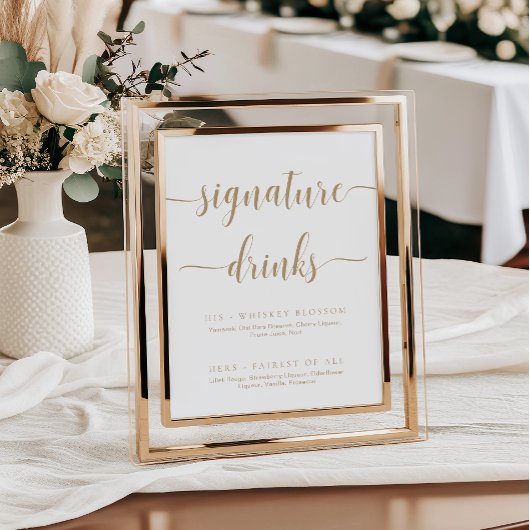 Leyton Gold Modern Minimal Signature Drinken Sign Poster