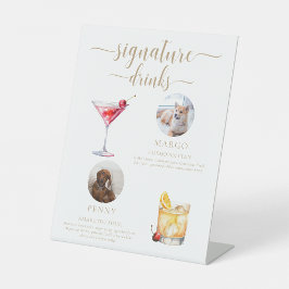 Leyton Gold Pet Foto Handtekening Drinken Reclamebord Met Voetstuk