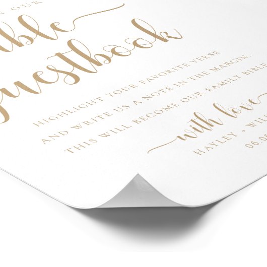 Leyton Gold Teken Ons Bijbel Trouwboek Poster (Hoek)
