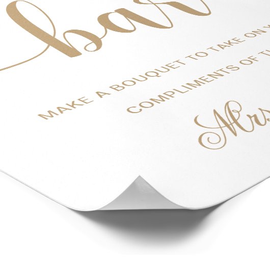 Leyton Gouden Modern Minimaal Bloemen Bar Bord Poster (Hoek)