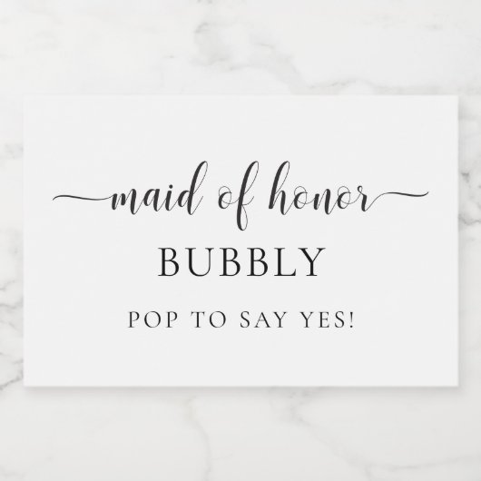 Leyton Maid of Honor Voorstel Mousserende Wijn Eti Sparkling Wijnetiket (Enkel label)