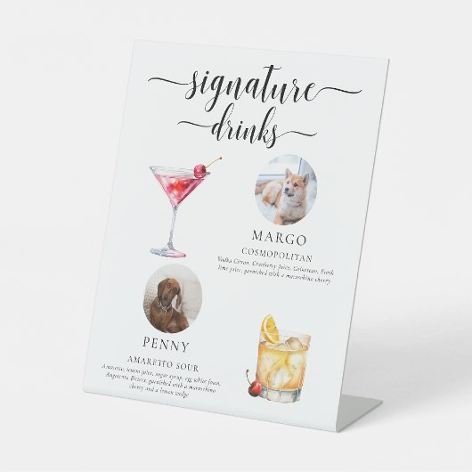 Leyton Minimal Pet Photo Signature Drinken Sign Reclamebord Met Voetstuk
