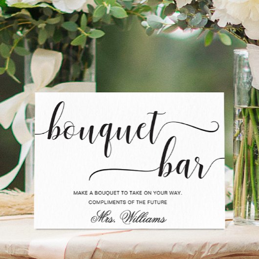 Leyton Modern Minimal Bouquet Bar Sign Poster