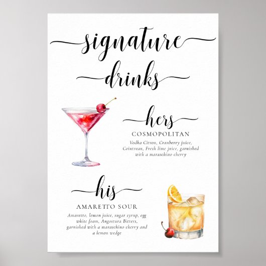 Leyton Modern Minimal Signature Drinken Sign Poster (Voorkant)