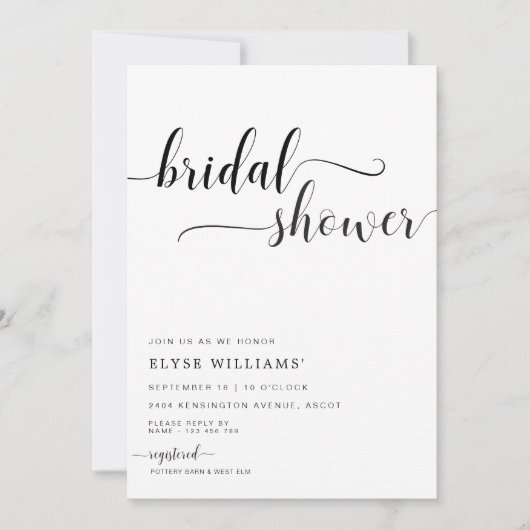 Leyton Moderne Minimale Bridal Shower Kaart (Voorkant)