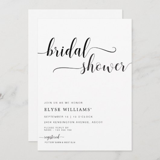 Leyton Moderne Minimale Bridal Shower Kaart (Voorkant / Achterkant)