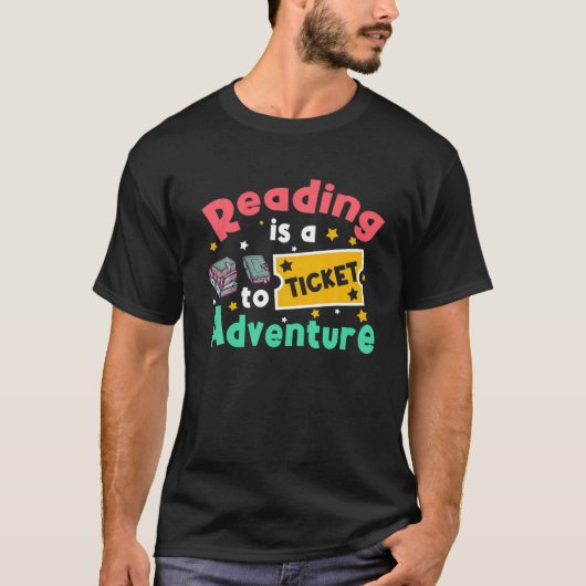 Lezen Adventure Library Student Teacher Book Sch T-shirt (Voorkant)