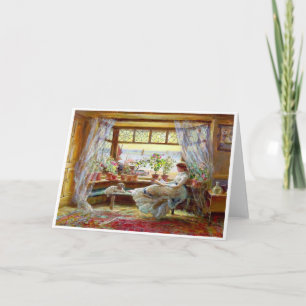 "Lezen bij het raam" Kunst blanco briefkaart