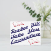 lezen brengt je overal mee briefkaart (Staand voorkant)