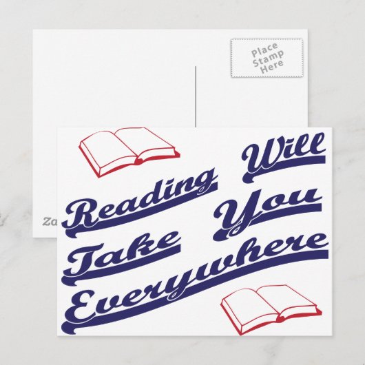 lezen brengt je overal mee briefkaart (Voorkant / Achterkant)