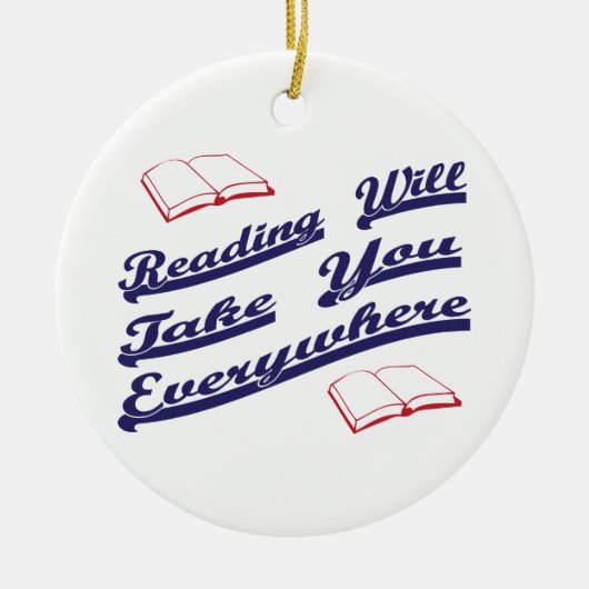 lezen brengt je overal mee keramisch ornament (Voorkant)