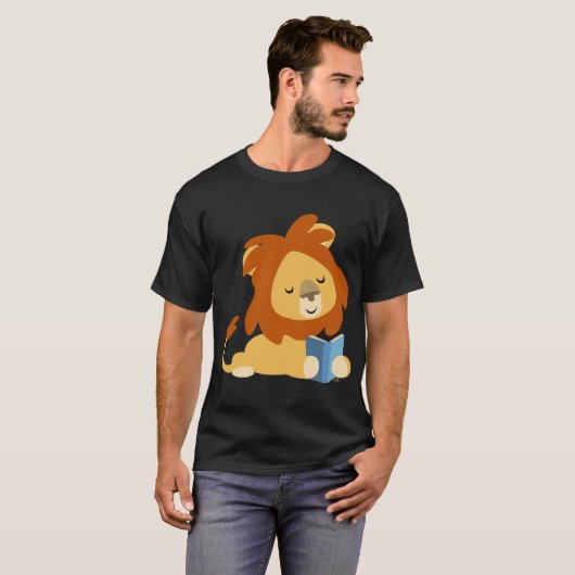 Lezen Cartoon Lion T-shirt (Voorkant volledig)