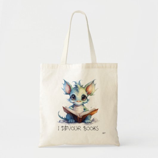 *~* LEZEN devour BOEKEN AP88 BLUE Baby Dragon Tote Bag (Voorkant)