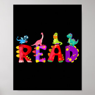 Lezen dinosaurus grappige t rex dino boek liefhebb poster