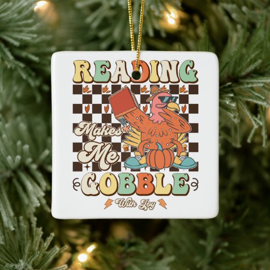 Lezen doet me kibbelen met Joy Thanksgiving Cool Keramisch Ornament (Boom)