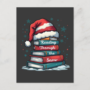 Lezen door de sneeuw heen Lezen Kerstmis Sinterkla Uitnodiging Briefkaart