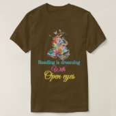 Lezen droomt met open ogen bookworm readin t-shirt (Design voorkant)