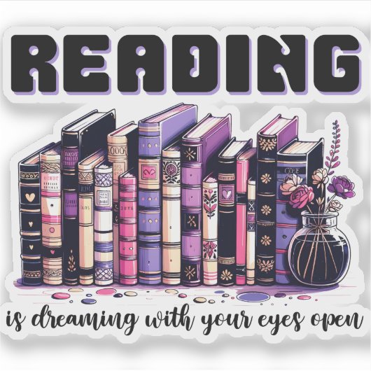 Lezen droomt met open ogen sticker (Voorkant)