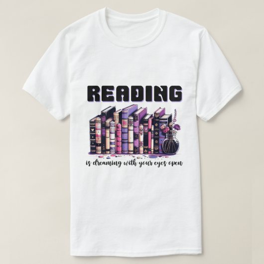 Lezen droomt met open ogen t-shirt (Design voorkant)
