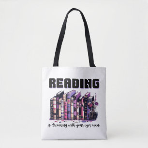 Lezen droomt met open ogen tote bag
