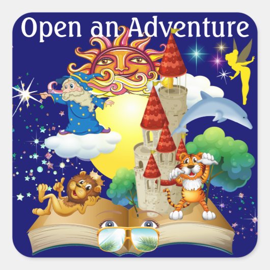 Lezen - Een avontuur openen - SRF Vierkante Sticker (Voorkant)