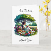 Lezen en Natuur thema Miss You Kaart (Gele Bloem)