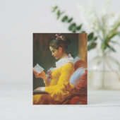 Lezen gekleurd in geel briefkaart (Staand voorkant)