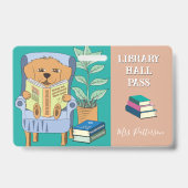 Lezen Hond Horizontale Bibliotheek Hall Pass Badge (Voorzijde)