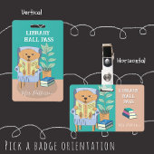 Lezen Hond Horizontale Bibliotheek Hall Pass Badge