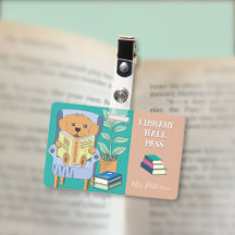 Lezen Hond Horizontale Bibliotheek Hall Pass Badge