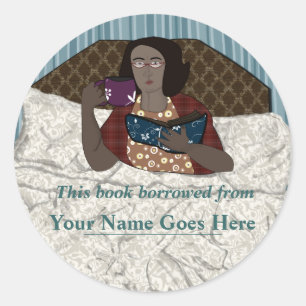 Lezen in bed Lady lenen u haar boek Ronde Sticker