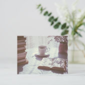 lezen in bedbeker van theellinnen literair blad briefkaart (Staand voorkant)