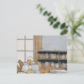 Lezen in de bibliotheek briefkaart (Staand voorkant)