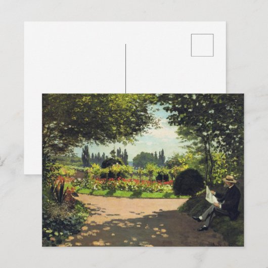 Lezen in de tuin, beroemd schilderen feestdagenkaart (Voorkant / Achterkant)