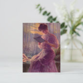 Lezen in het vliegtuig briefkaart (Staand voorkant)