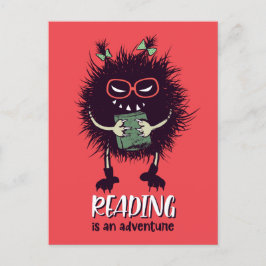 Lezen is avontuurlijk grappig leraar briefkaart