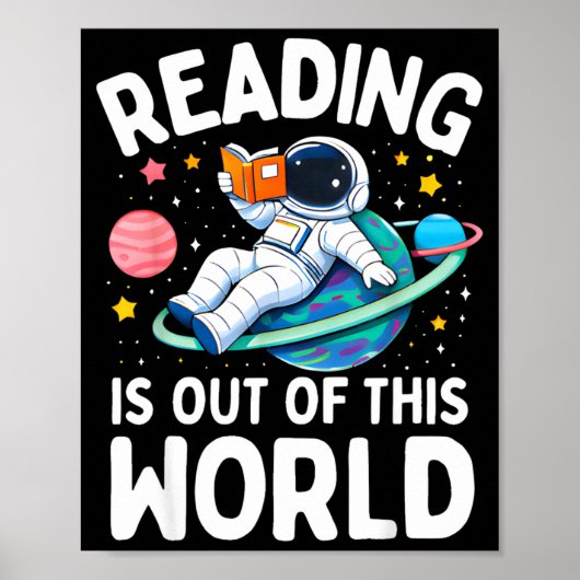 Lezen is buiten deze wereld ruimte astronaut poster (Voorkant)