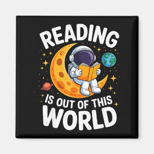 Lezen is buiten deze wereld ruimte grappige boeken magneet