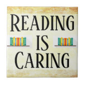 Lezen is Caring Ceramic Tegel Tegeltje (Voorkant)