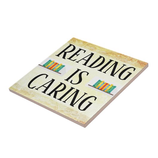 Lezen is Caring Ceramic Tegel Tegeltje (Zijkant)