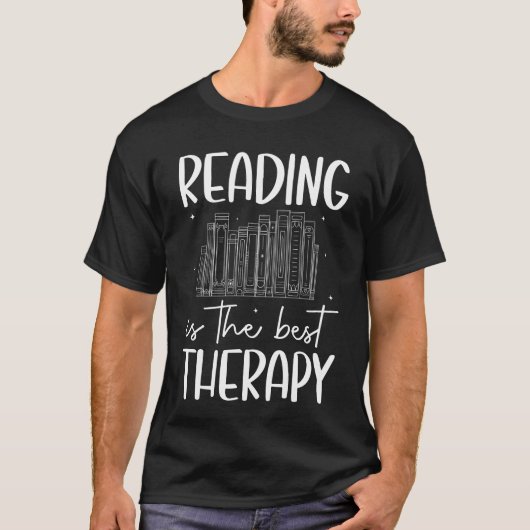 Lezen is de beste therapie - Book Lover Design T-shirt (Voorkant)