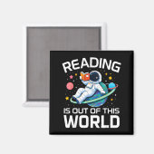 Lezen is een astronaut uit de kosmos magneet (Voorkant / Achterkant)