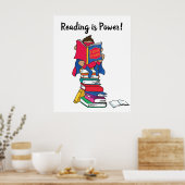 Lezen is een superheld jongen die kinder leest poster (Keuken)
