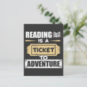 Lezen is een Ticket to Adventure Library Reader Briefkaart (Staand voorkant)