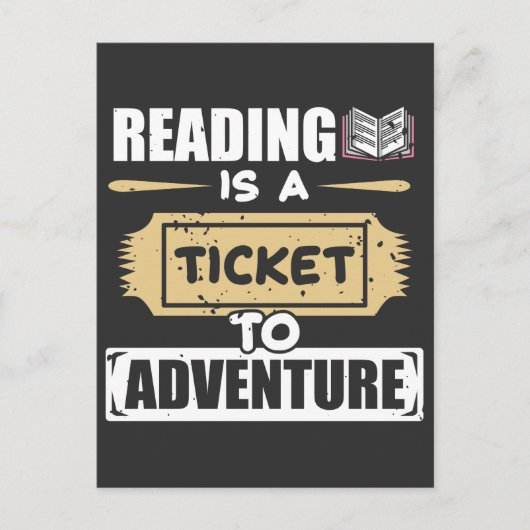 Lezen is een Ticket to Adventure Library Reader Briefkaart (Voorkant)