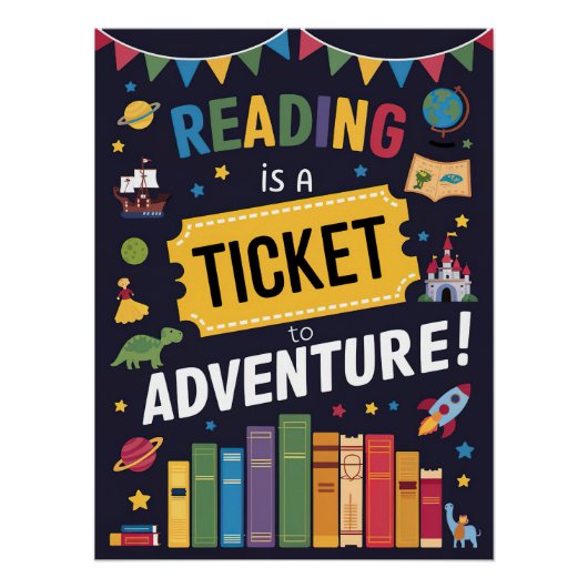 Lezen is een ticket voor Adventure Poster 2 (Voorkant)